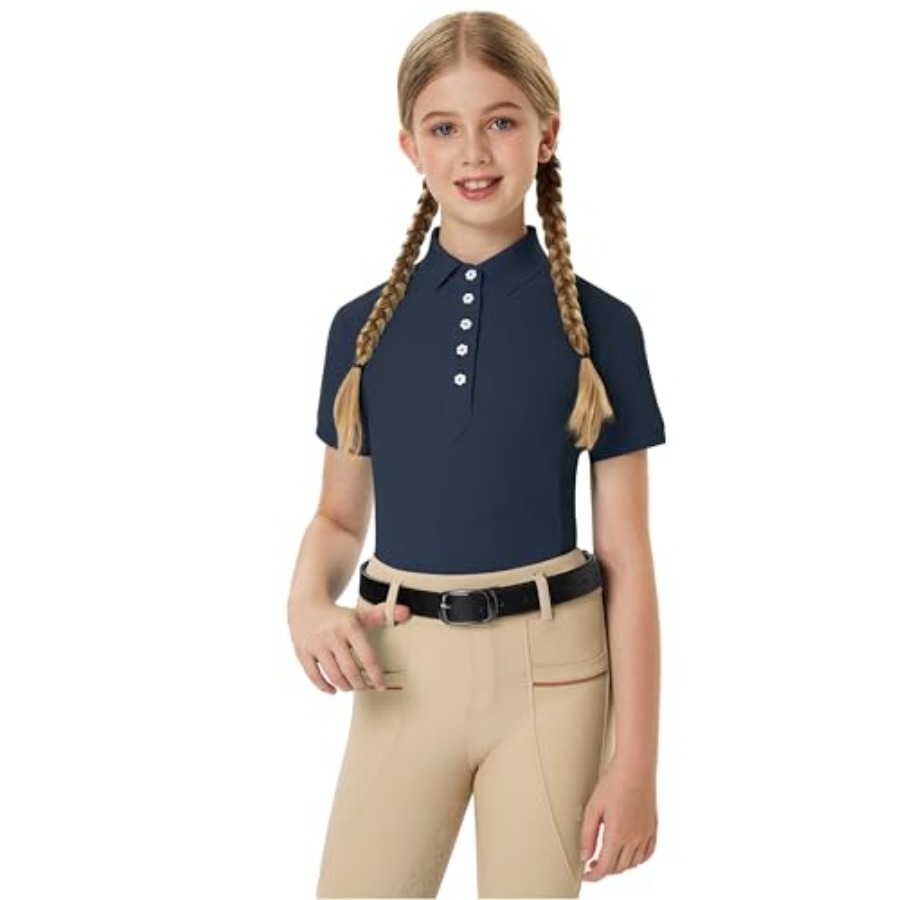 Polo Shirt Equestrian - Girls Equestrian Shirt Short Sleeve Horse