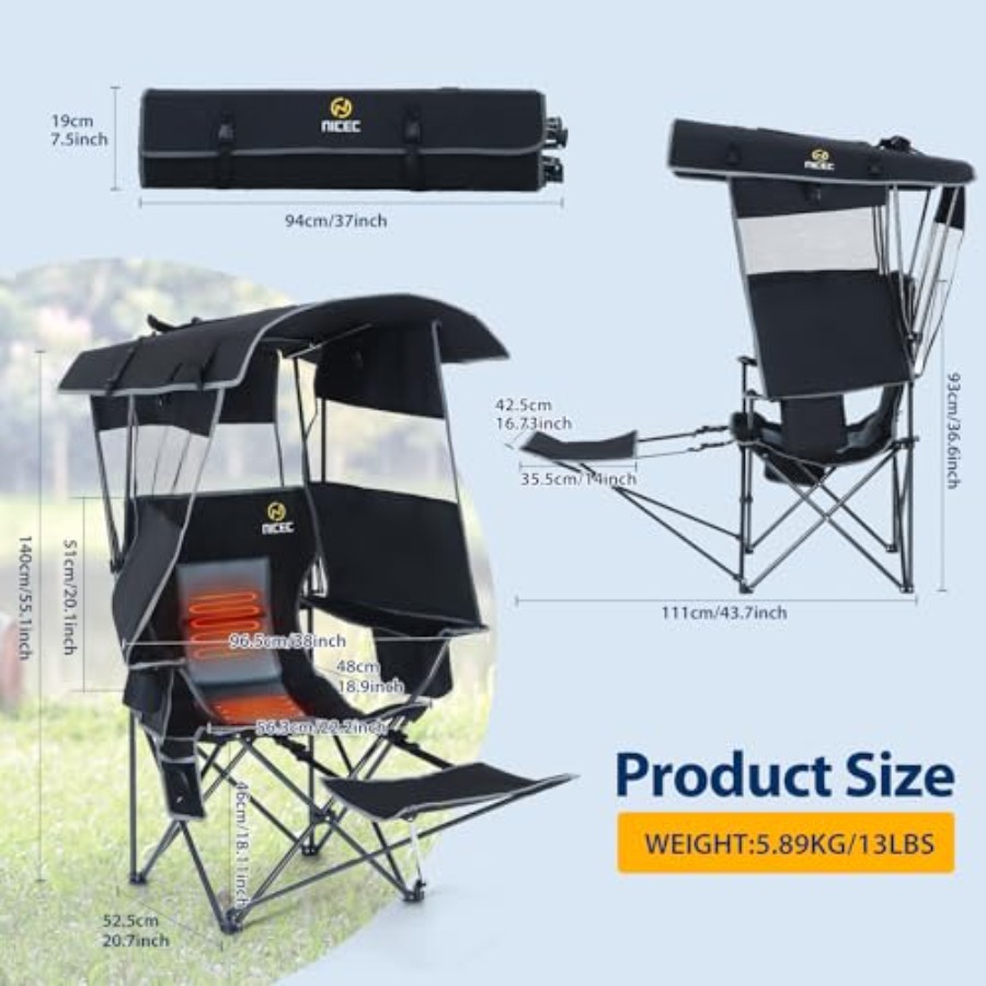 Chair with Canopy, Heated Camp - Outdoor Sports Umbrella recensione e prezzo