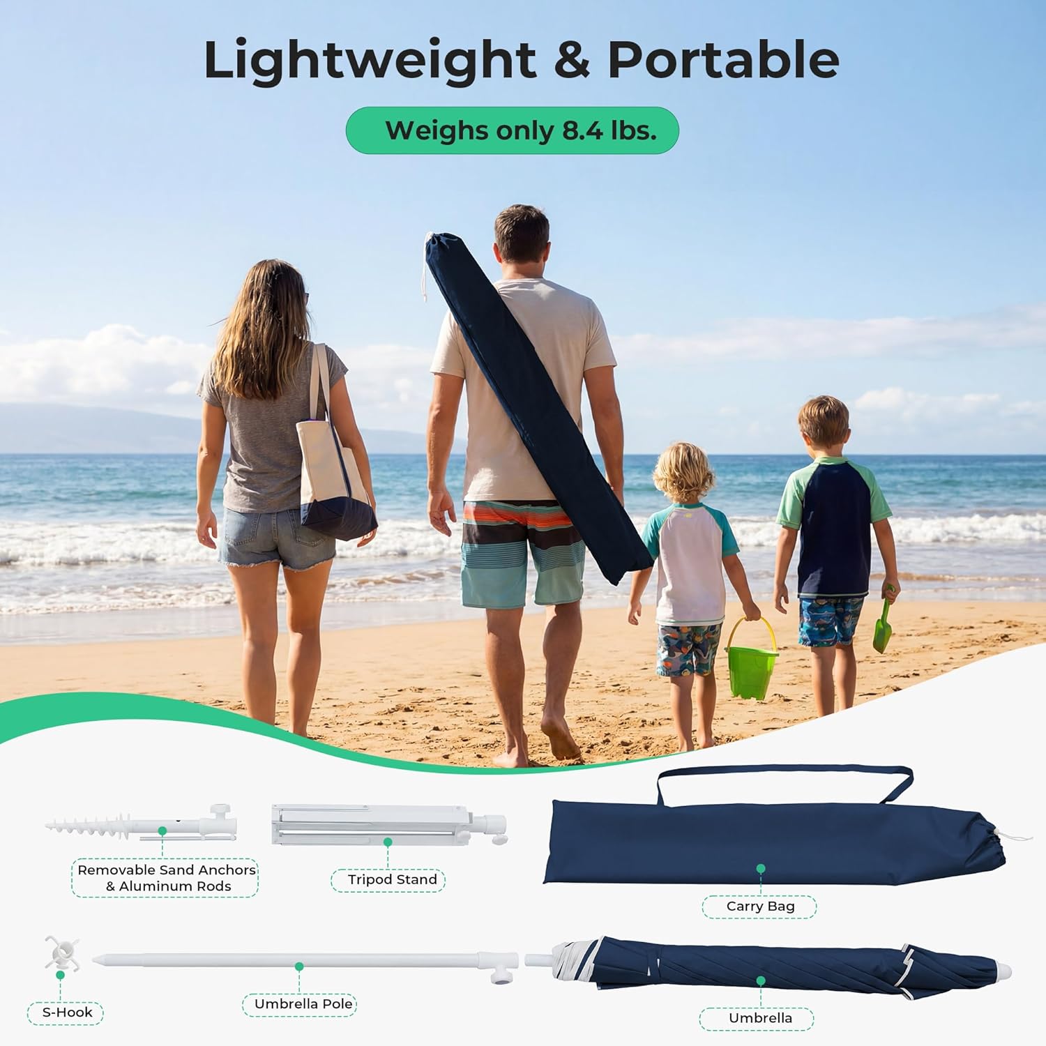 6.5ft Portable Sun Shade Umbre - Outdoor Sports Umbrella recensione e prezzo