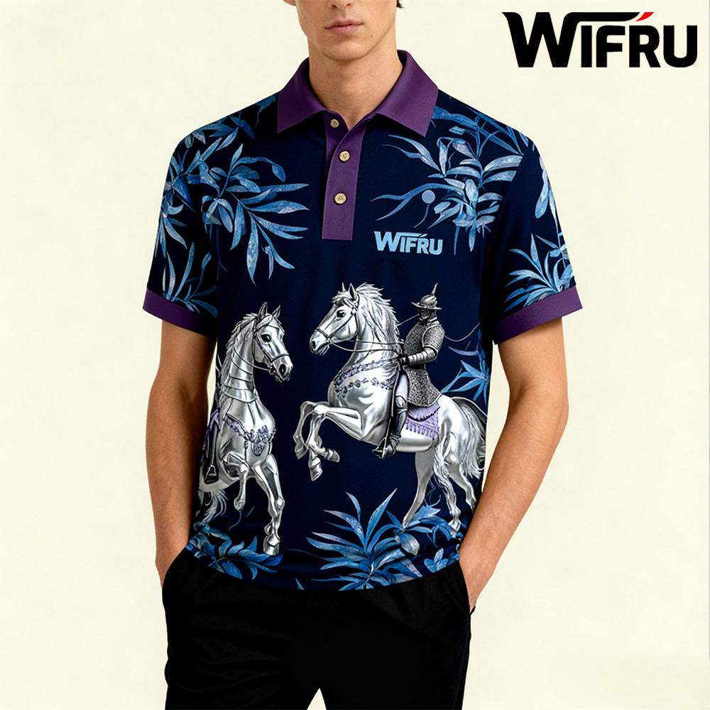 Men's Retro Equestrian Print P - Polo Shirt Equestrian recensione e prezzo
