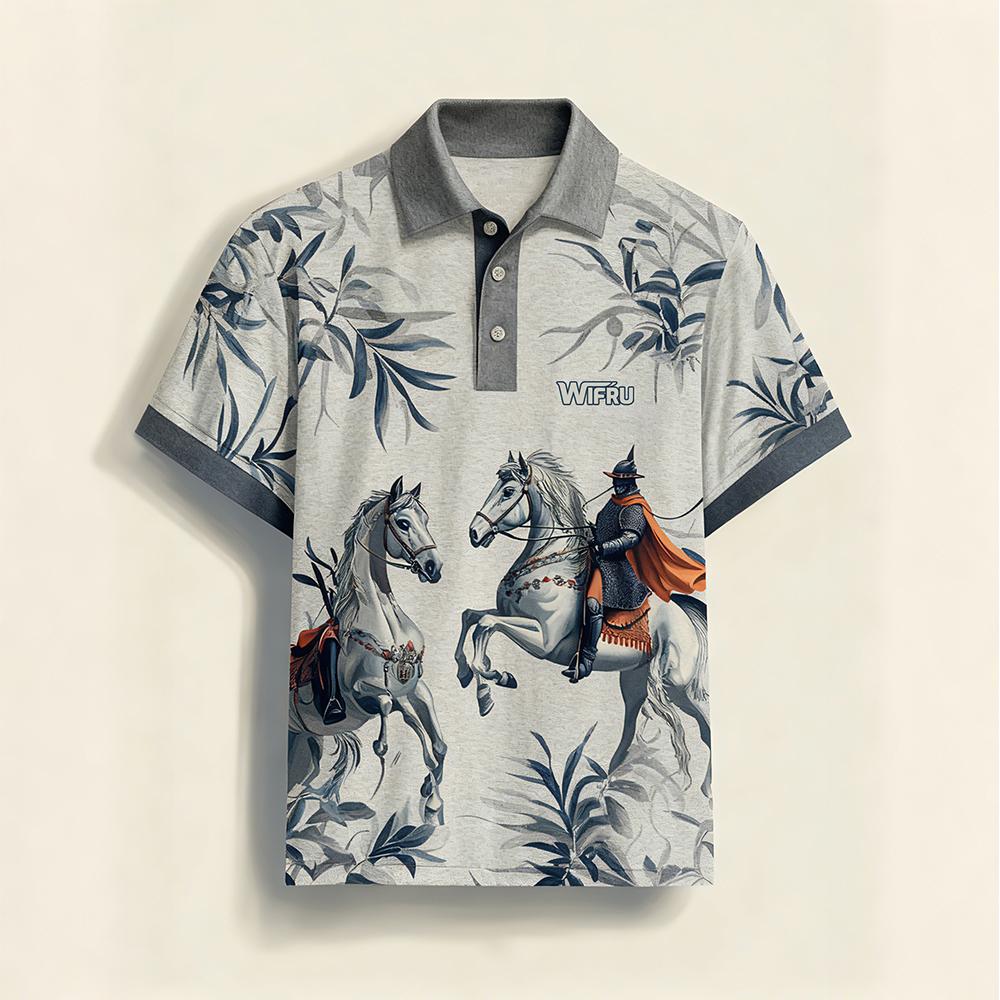 Men's Retro Equestrian Print P - Polo Shirt Equestrian recensione e prezzo