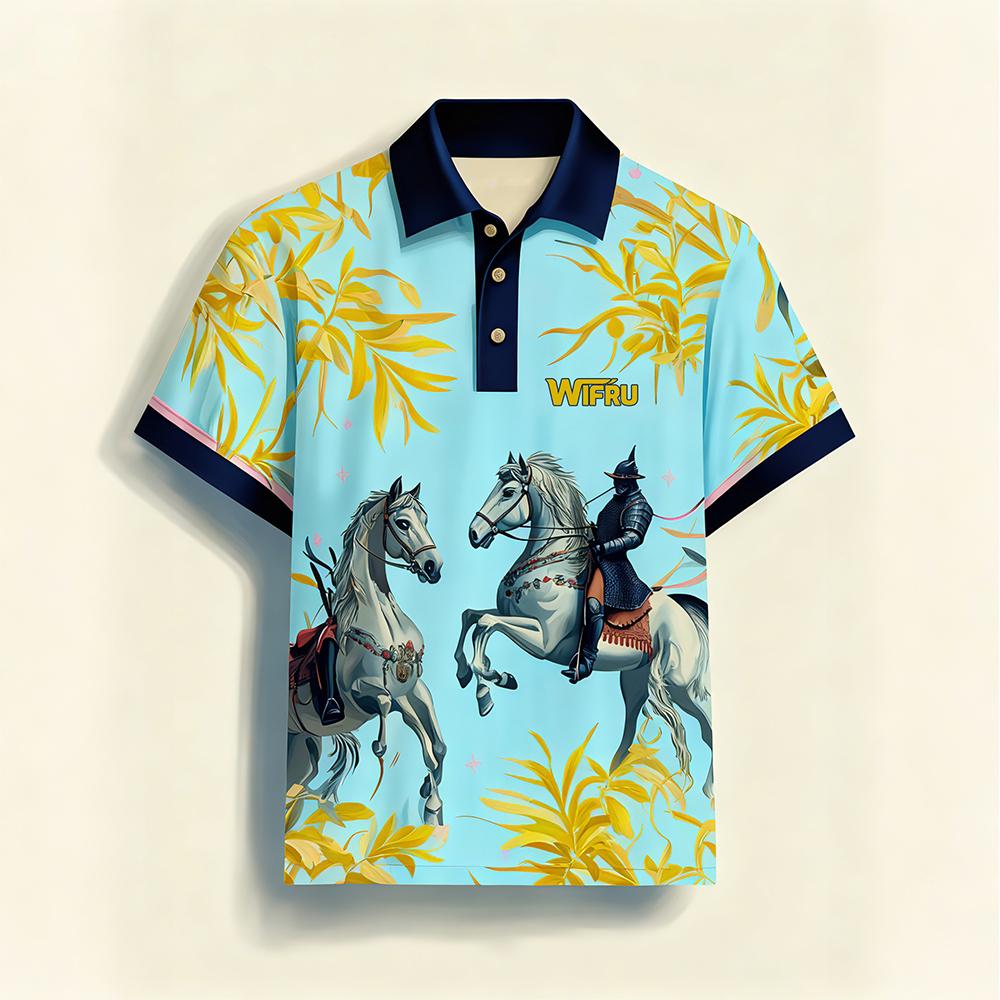 Men's Retro Equestrian Print P - Polo Shirt Equestrian recensione e prezzo