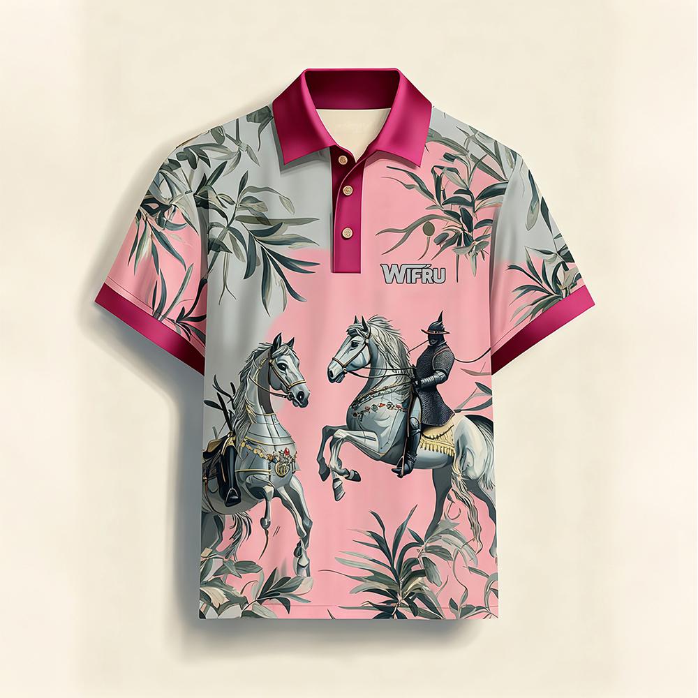 Men's Retro Equestrian Print P - Polo Shirt Equestrian recensione e prezzo